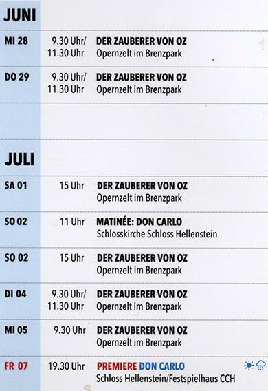 Programm der Opernfestspiele Heidenheim