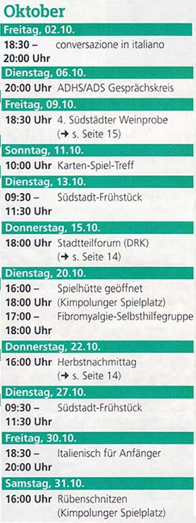 Südstadt-Events im Sommer und Herbst